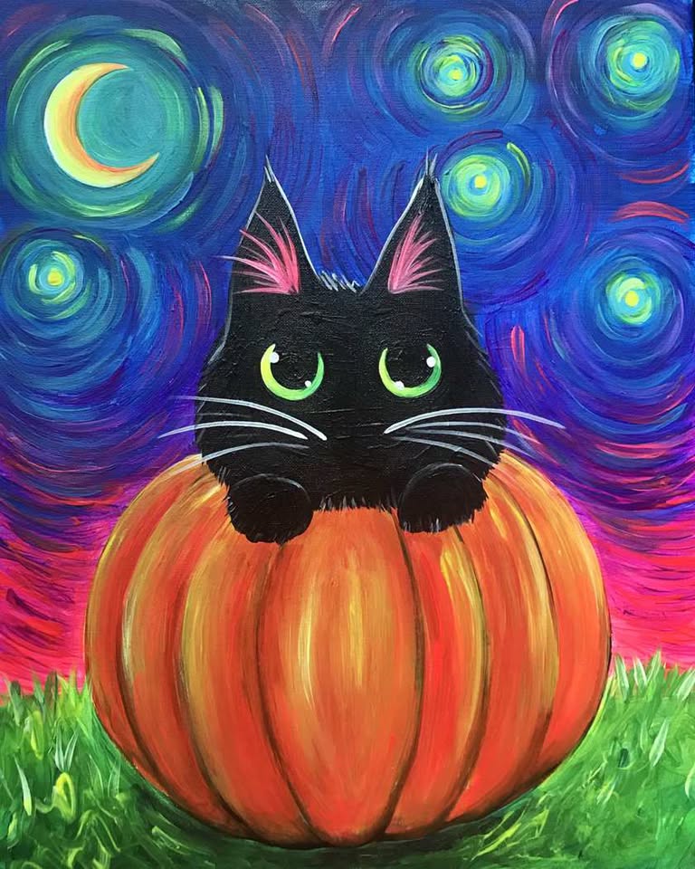 Little Brushes: Starry Eyed Kitty at Pinot's Palette