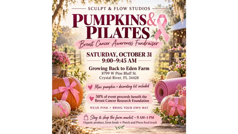 🎃💕 PUMPKINS & PILATES: BREAST CANCER AWARENESS FUNDRAISER 💕🎃