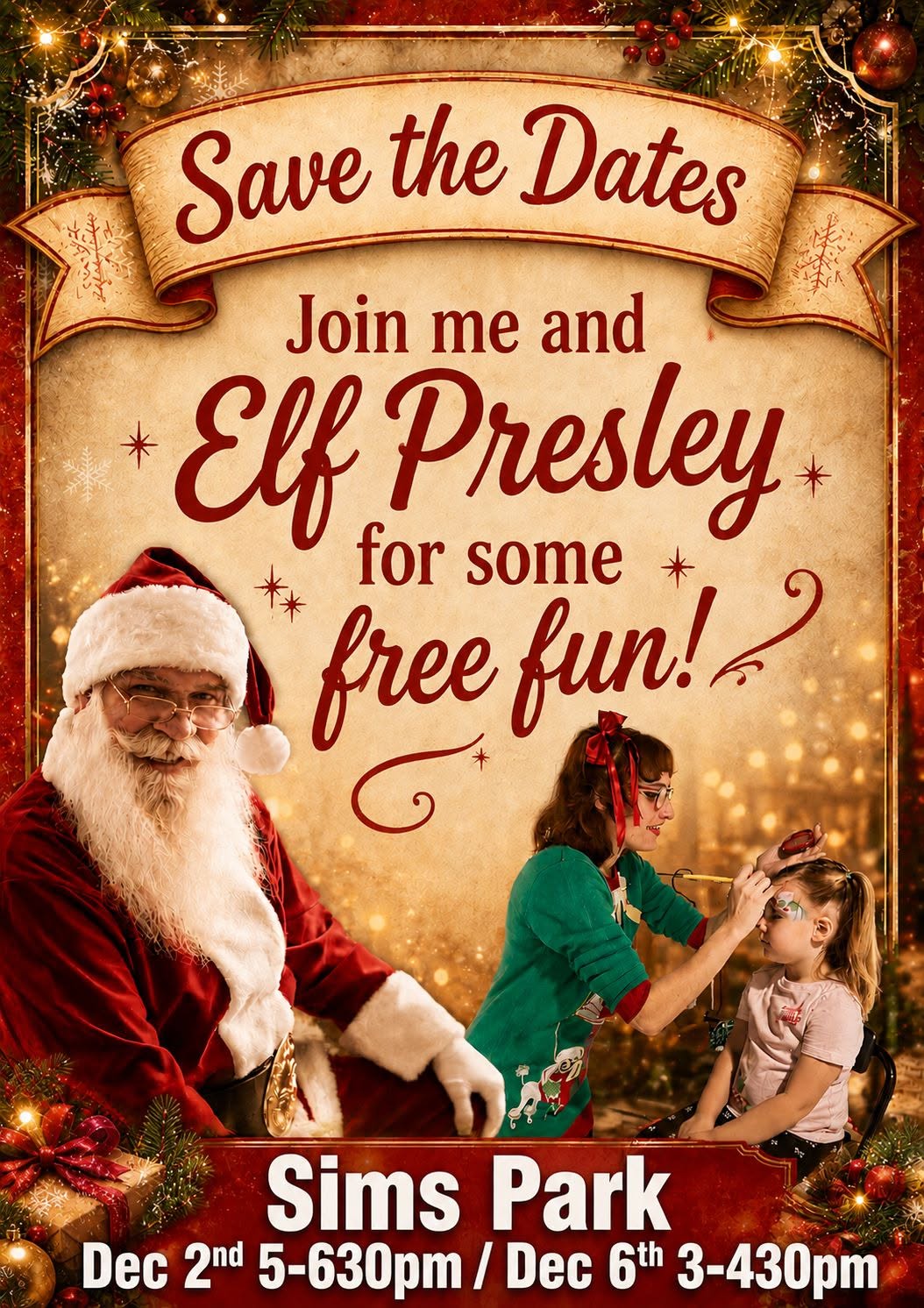 Free pictures with Santa and Elf Presley 